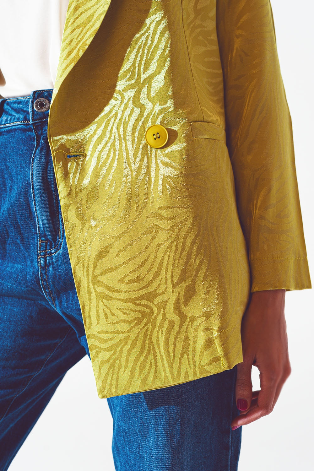 Blazer de estampa zebra oversized em verde