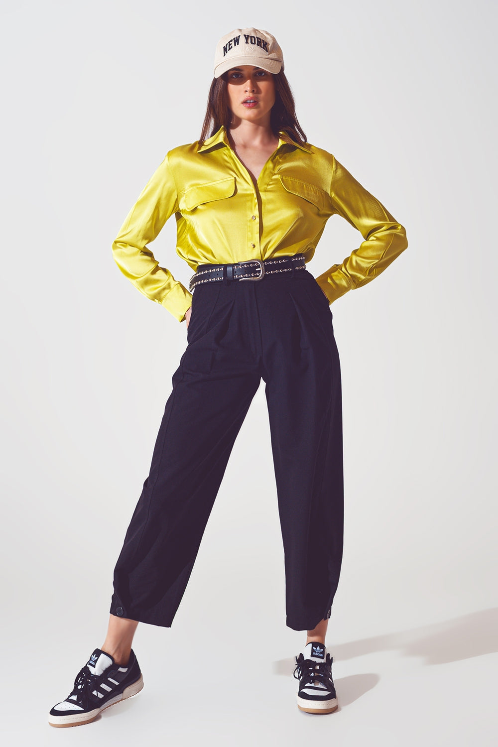 blusa de cetim verde limão