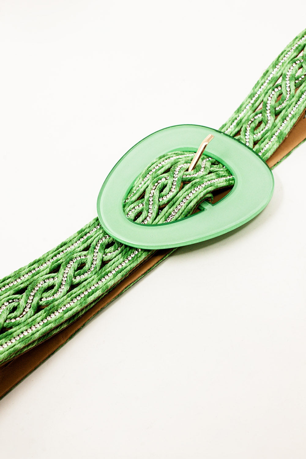 Cinto com detalhes em cristal em verde