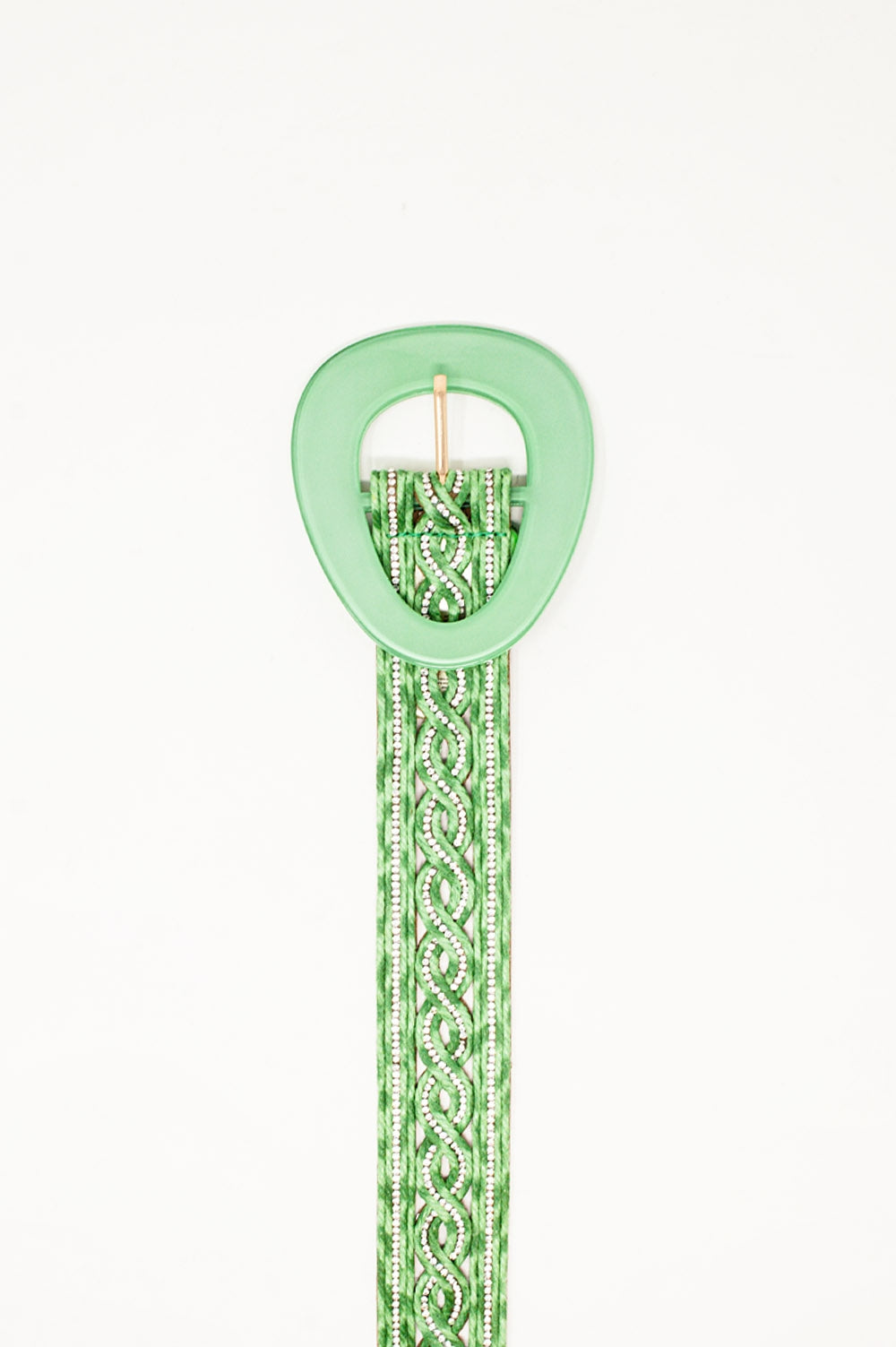 Cinto com detalhes em cristal em verde
