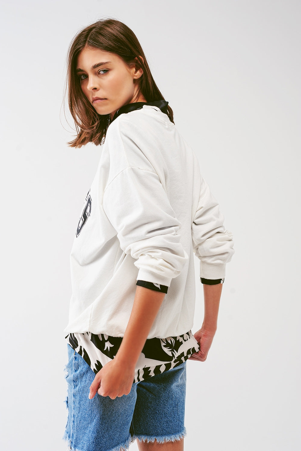Moletom oversized com texto Los Angeles em branco