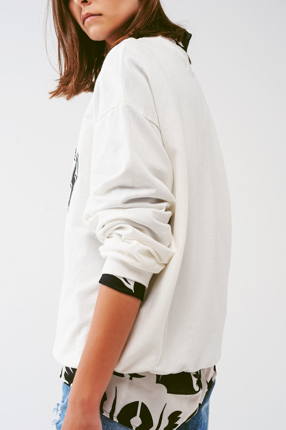 Moletom oversized com texto Los Angeles em branco