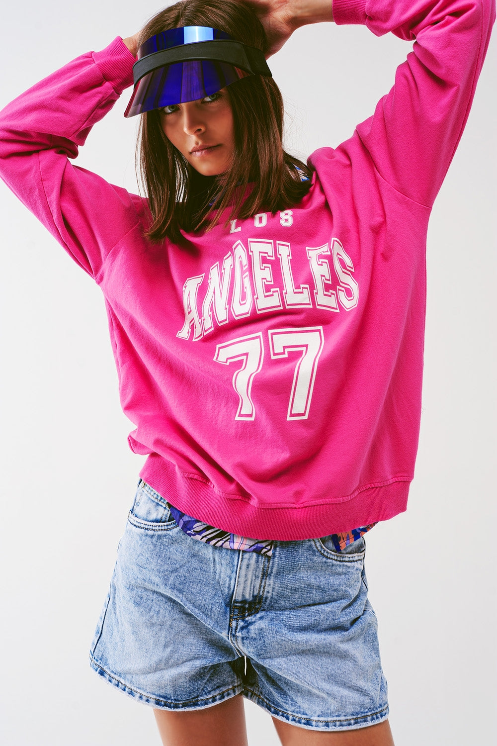 Moletom com o texto Los Angeles 77 em rosa
