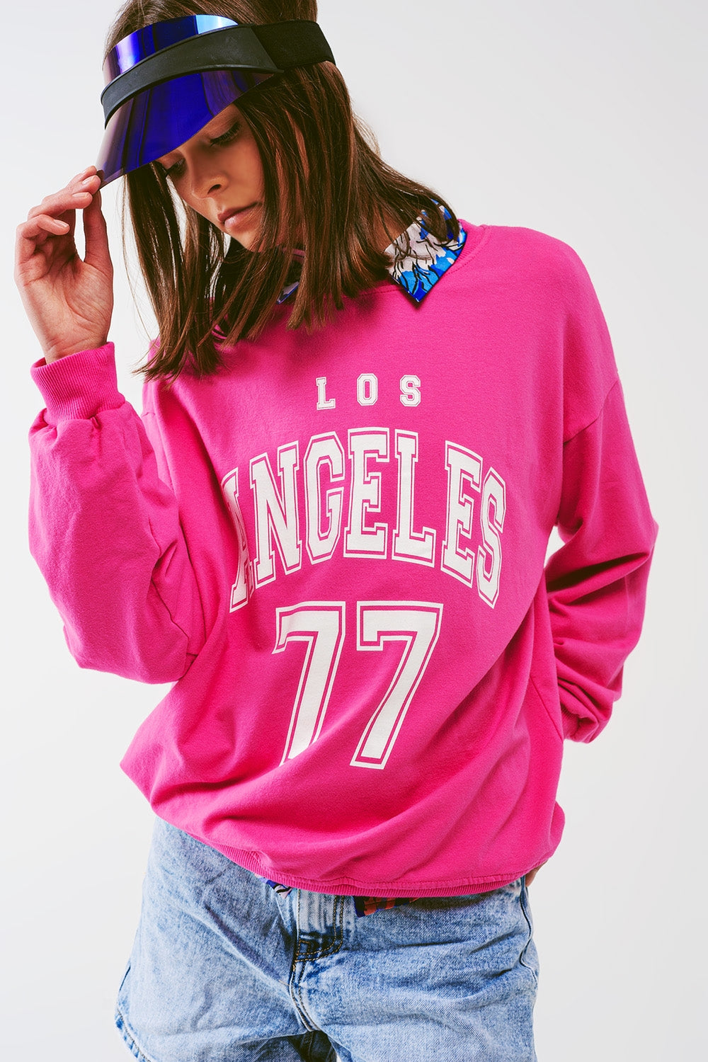 Moletom com o texto Los Angeles 77 em rosa