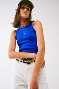 Camisola interior de malha em azul
