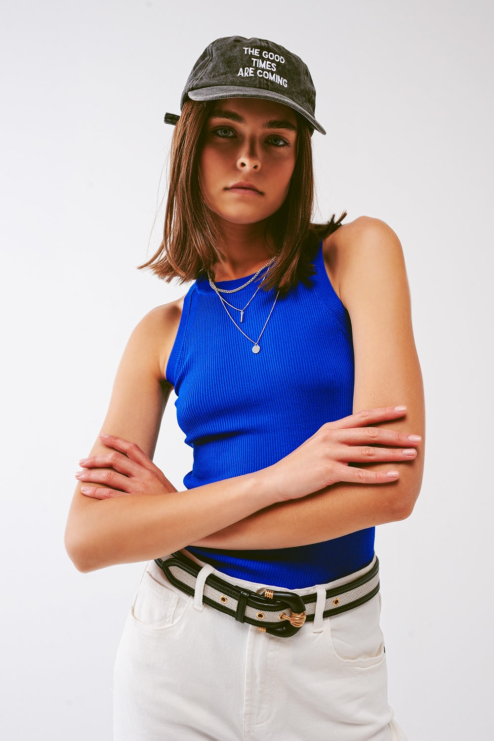 Camisola interior de malha em azul