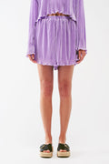 Shorts plissado em lila