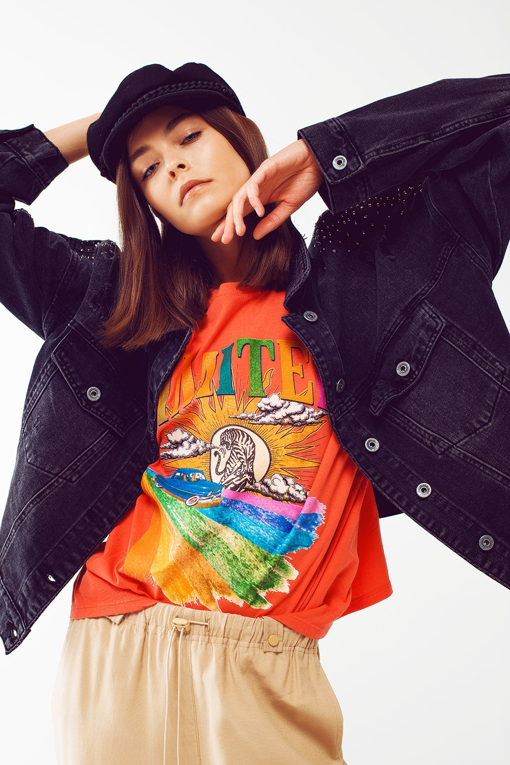 Camiseta com estampa gráfica Limited em laranja