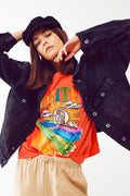 Camiseta com estampa gráfica Limited em laranja
