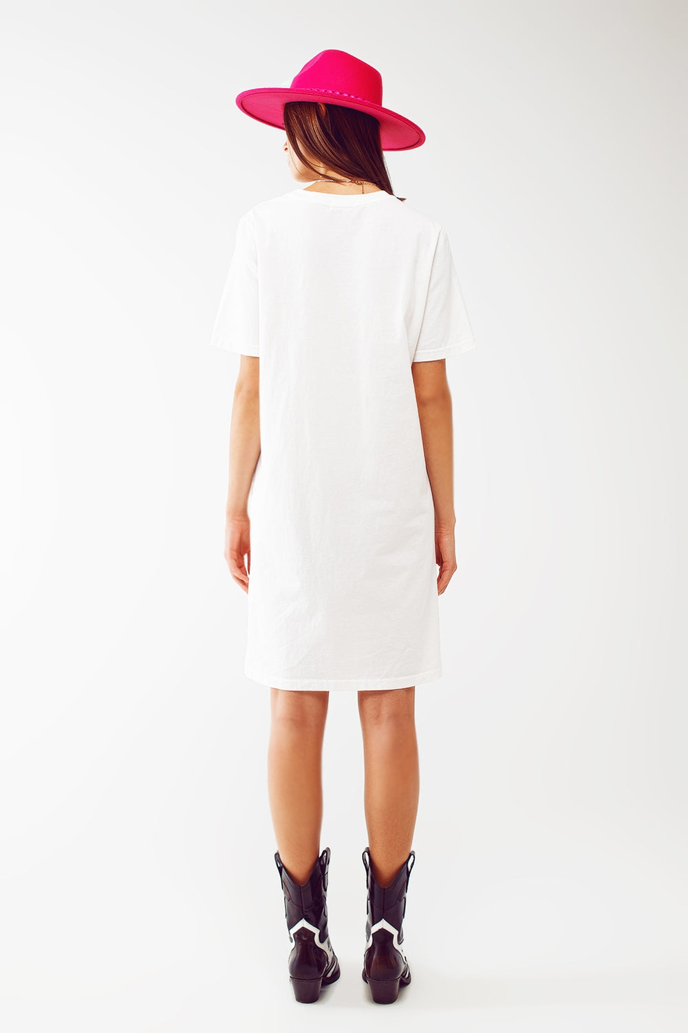 vestido camiseta midi em branco Boston University 1984