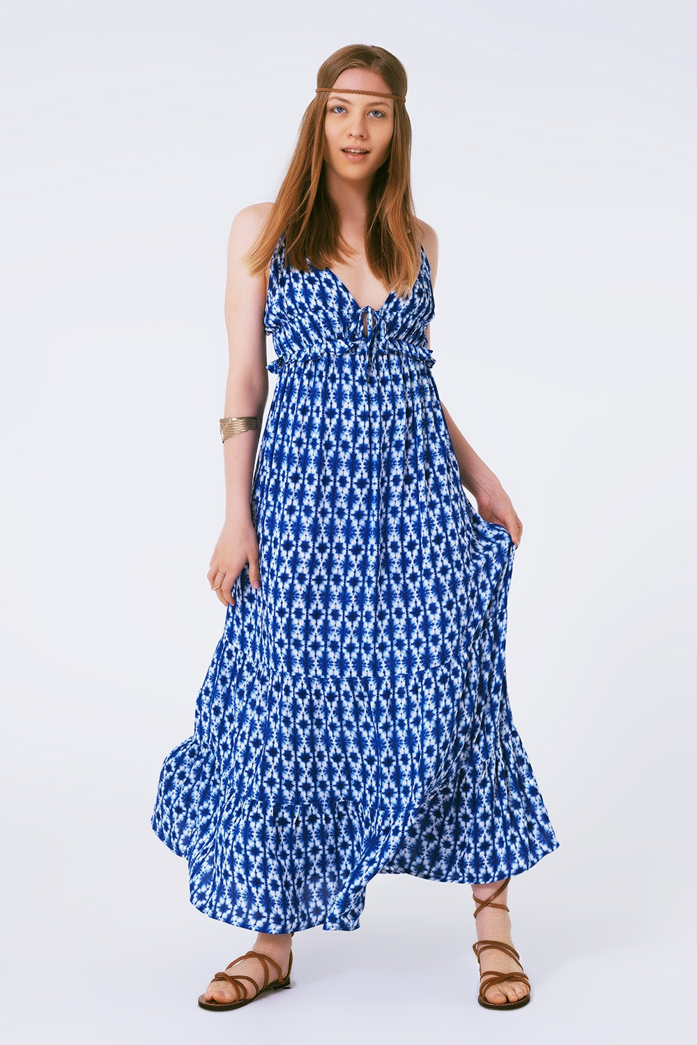 Vestido Maxi Boho Estampado com Alças