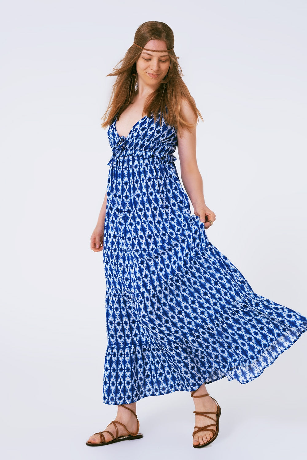 Vestido Maxi Boho Estampado com Alças