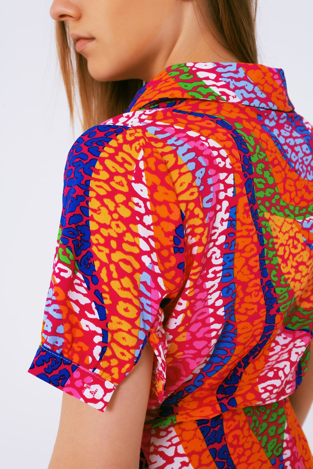 minivestido estampado multicolorido rosa