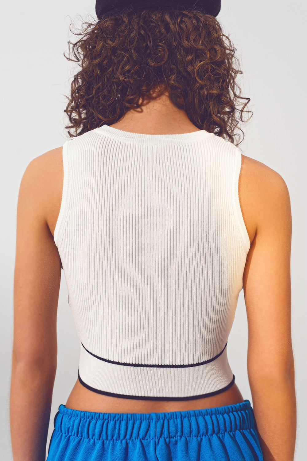 Tank Top de malha com texto Amour em branco