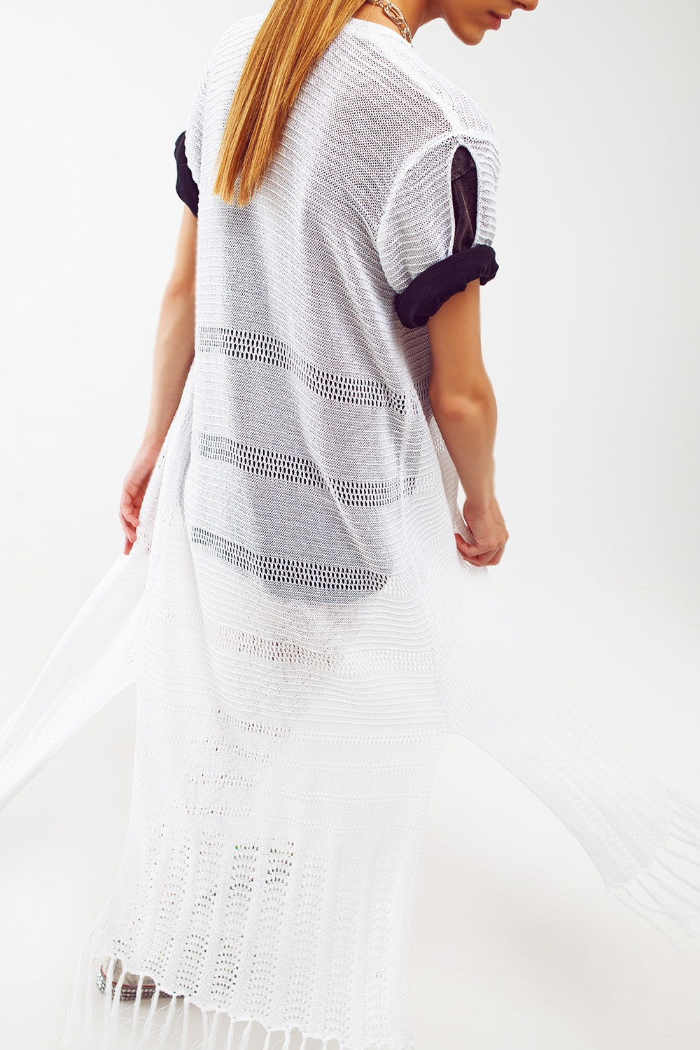 Maxi cardigan de malha em branco
