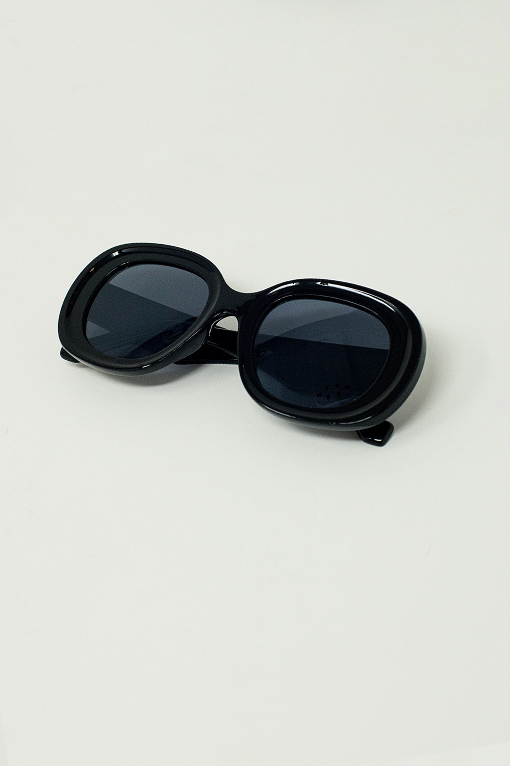 Óculos de sol circular extra grande em preto