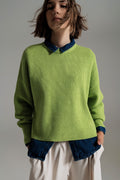 Camisola tricotado volumoso relaxado em verde