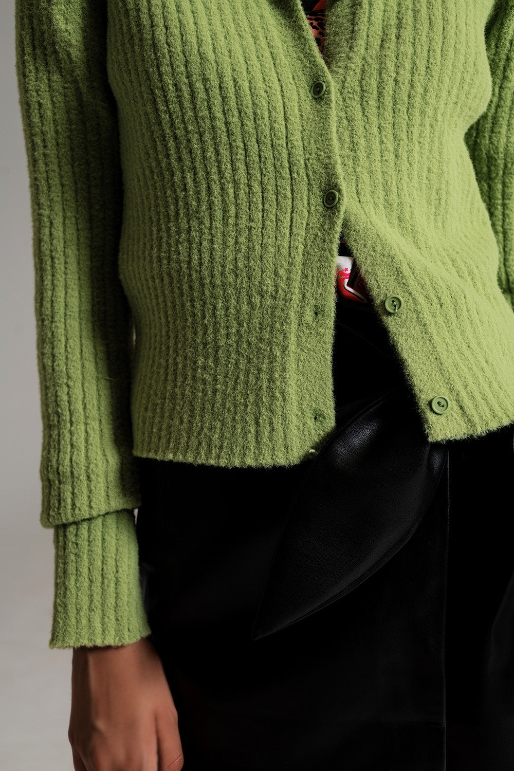 Cardigan de malha fofo super macio verde