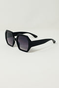 Óculos de sol hexagonais e oversized vintage preto