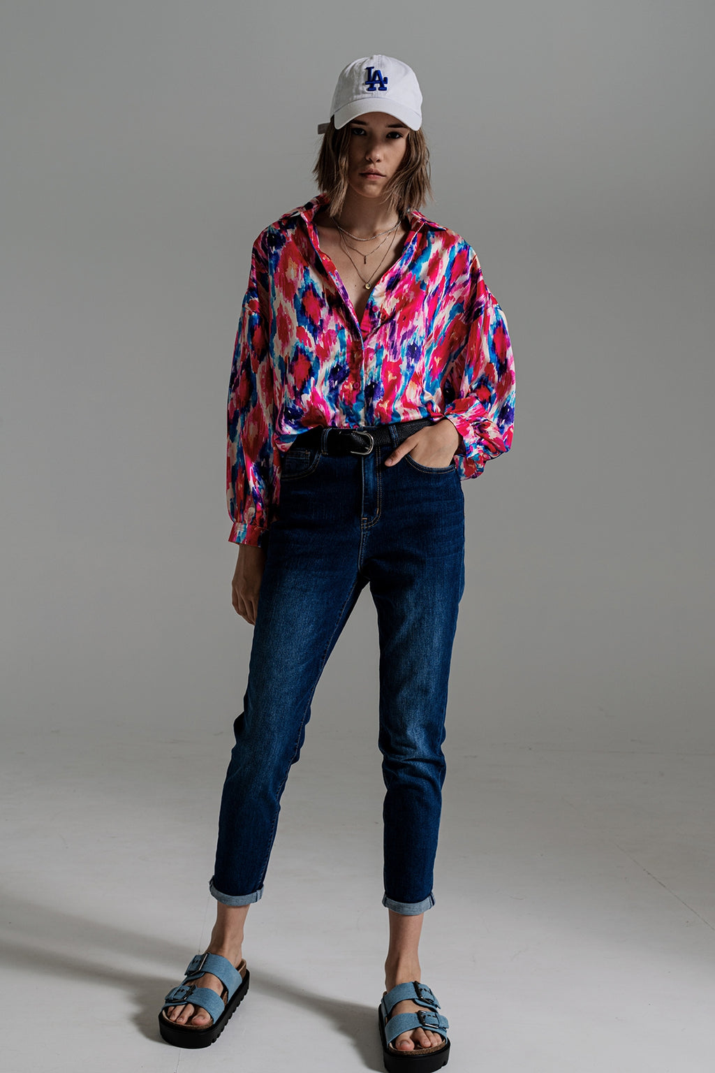Jeans básicos de perna Regular em lavagem média