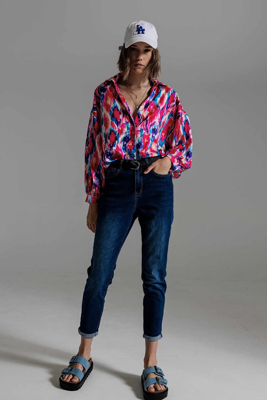 Jeans básicos de perna Regular em lavagem média