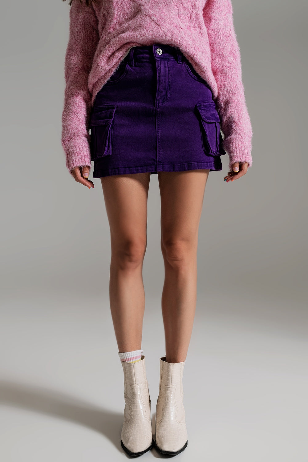 Saia mini cargo em roxo