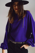 suéter roxo de estilo descontraído com mangas bufantes