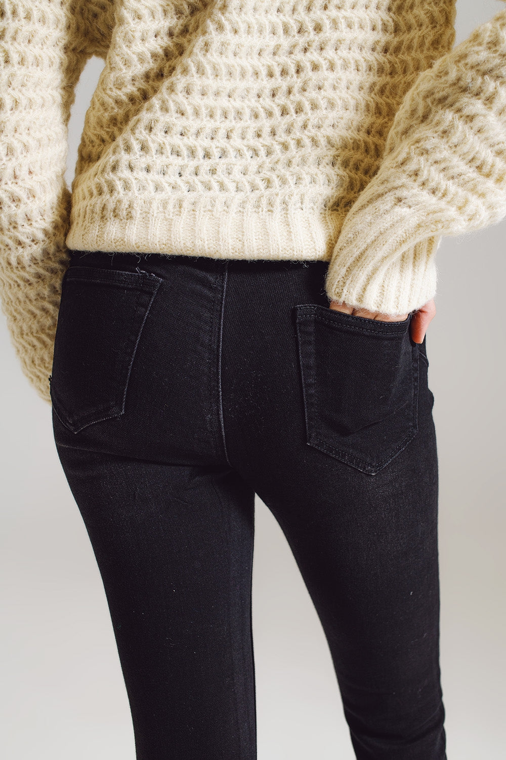 Calças de ganga skinny com apliques de strass em preto
