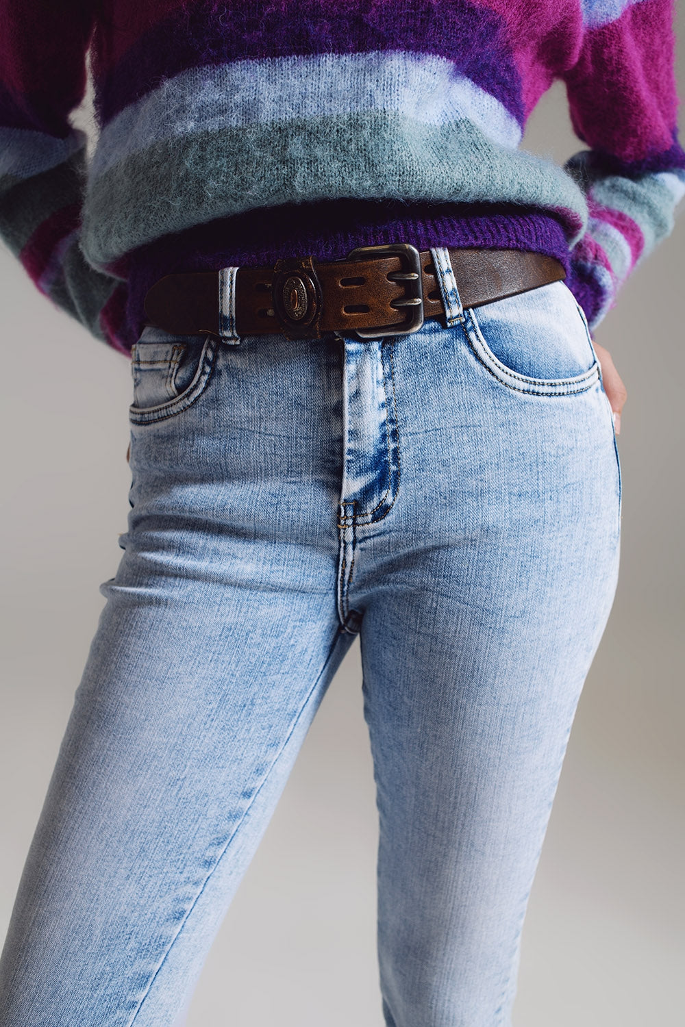 Calças de ganga super skinny em lavagem azul claro