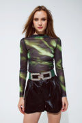 Top Tie-dye verde e preto