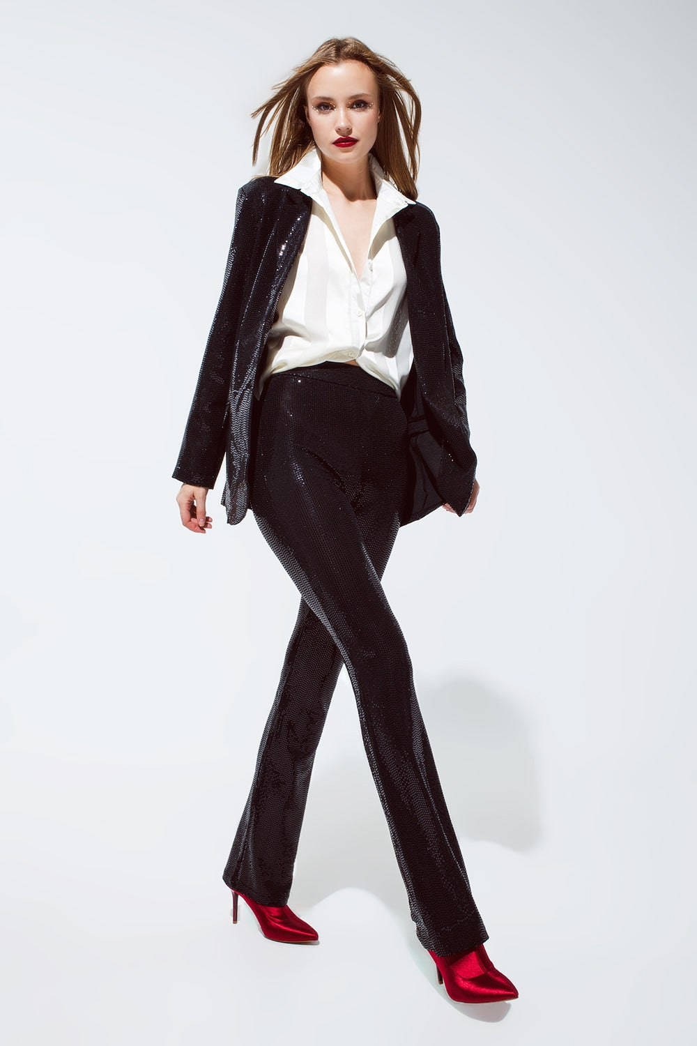 Leggings de lantejoulas em preto