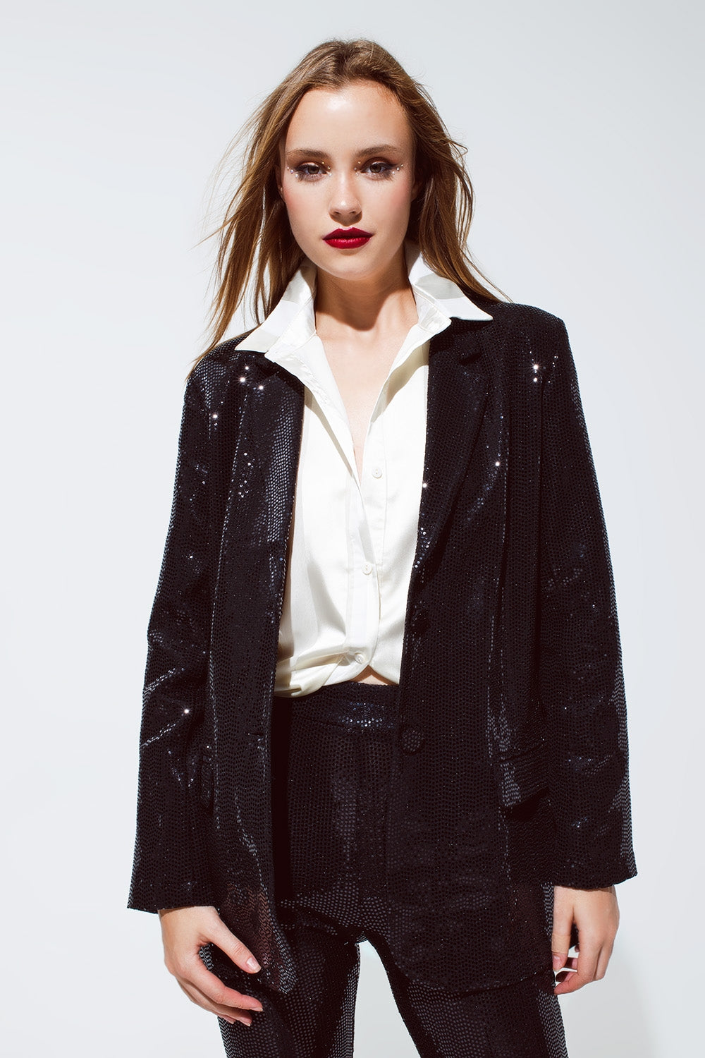 Blazer Party Relaxed com lantejoulas em preto