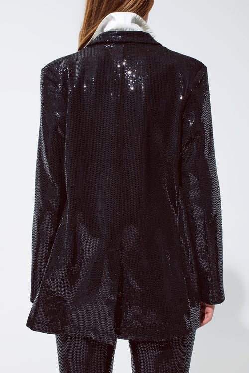 Blazer Party Relaxed com lantejoulas em preto