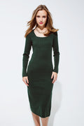Midi Vestido Verde com Trama em Malha
