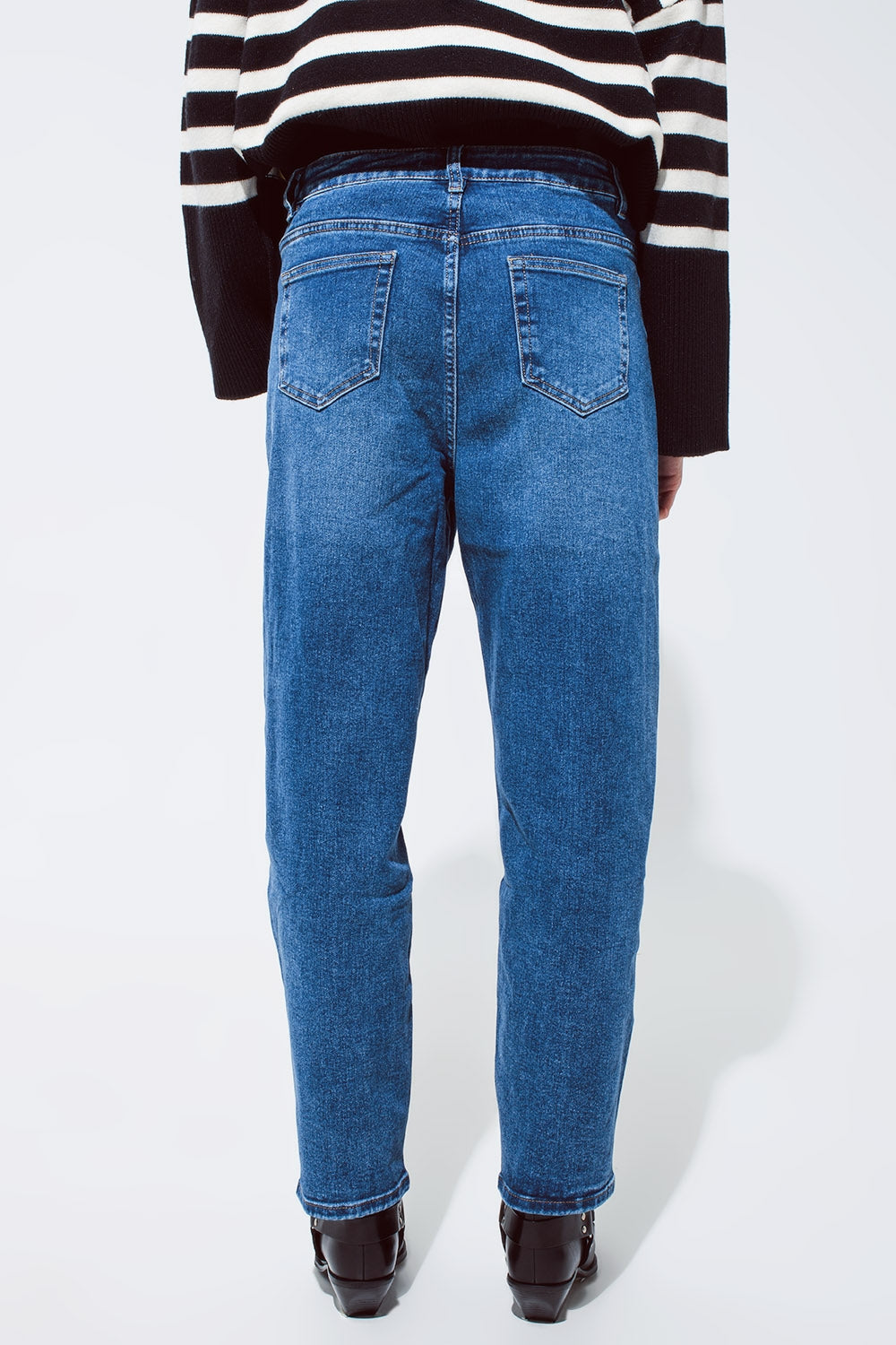 Calças de ganga oversized boyfriend azuis escuras