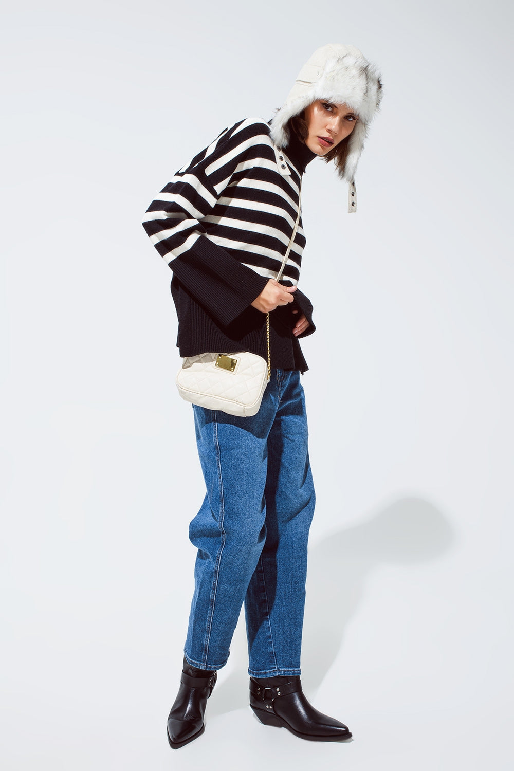 Calças de ganga oversized boyfriend azuis escuras