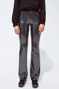 Leggings de tecido metálico em prateado