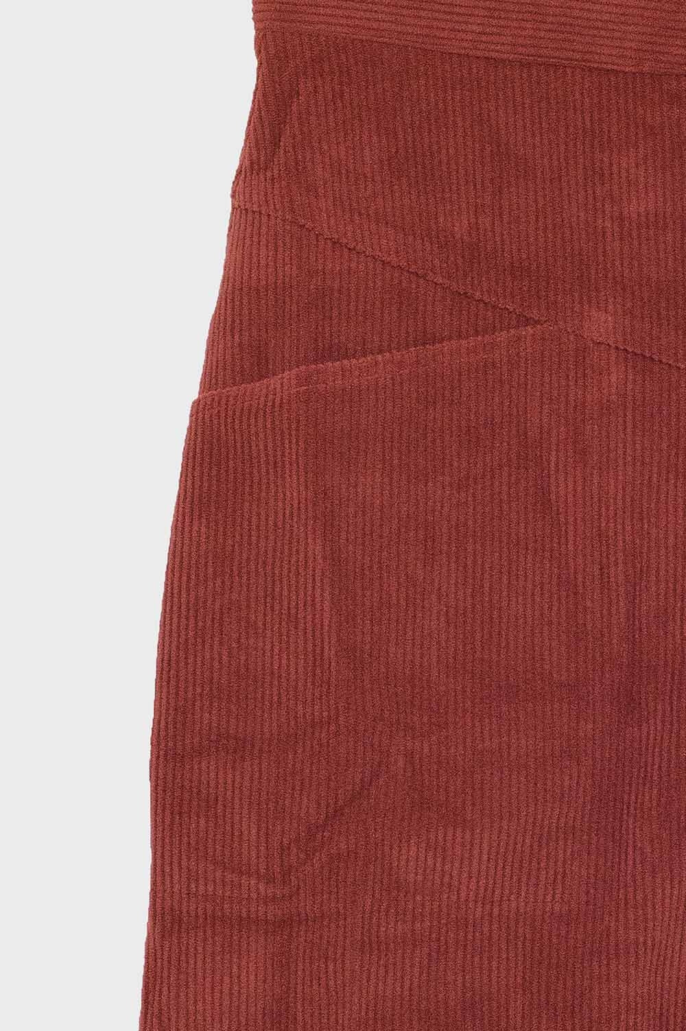 saia mini de veludo cotelê laranja com bolsos