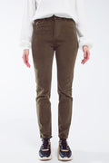 Calças skinny de cordão em verde azeitona