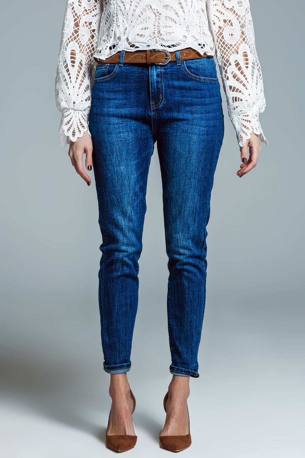 Calças de ganga Basic Super Skinny em lavagem média