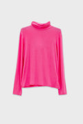 Top de manga comprida com gola alta em modal fucsia