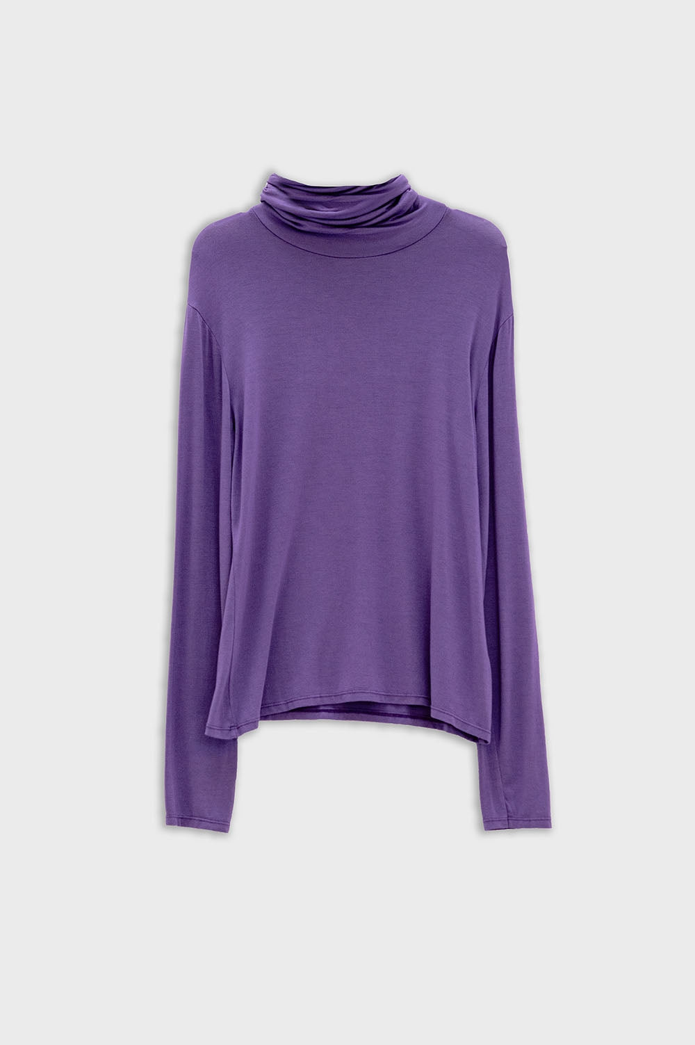 T-shirt de manga comprida com gola alta em tecido modal roxo