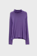 T-shirt de manga comprida com gola alta em tecido modal roxo