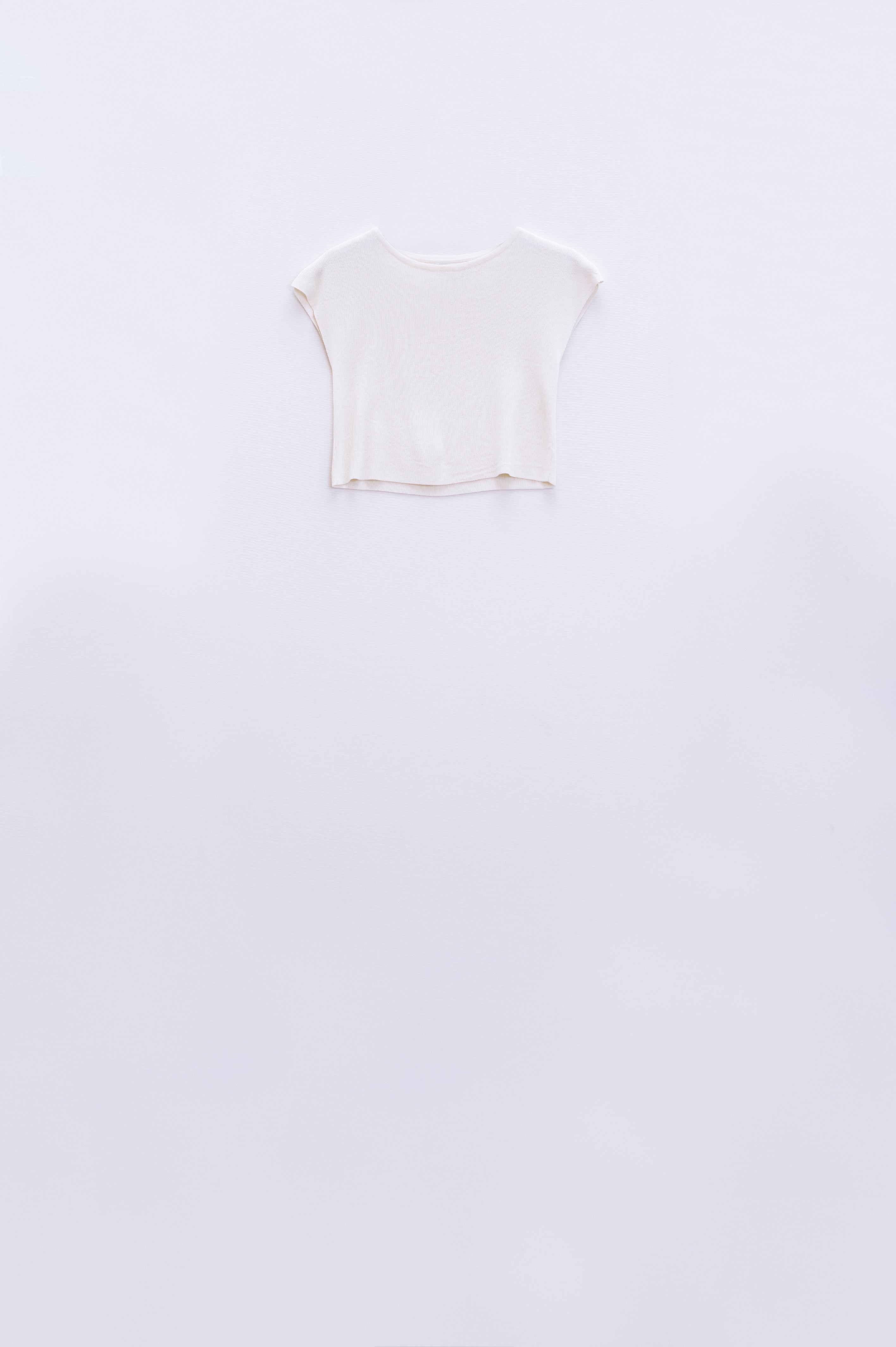 T-shirt de malha com mangas curtas em branco