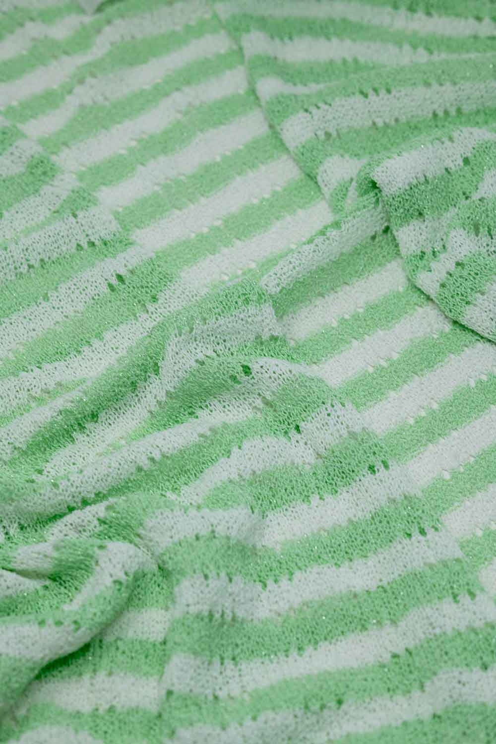 Casaco de malha verde estilo Boho com riscas de malha Pointelle e pormenores de franjas