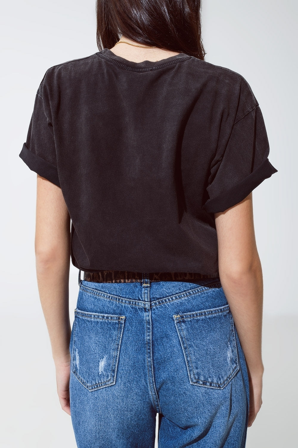 T-shirt de corte descontraído em preto lavado com logótipo londrino