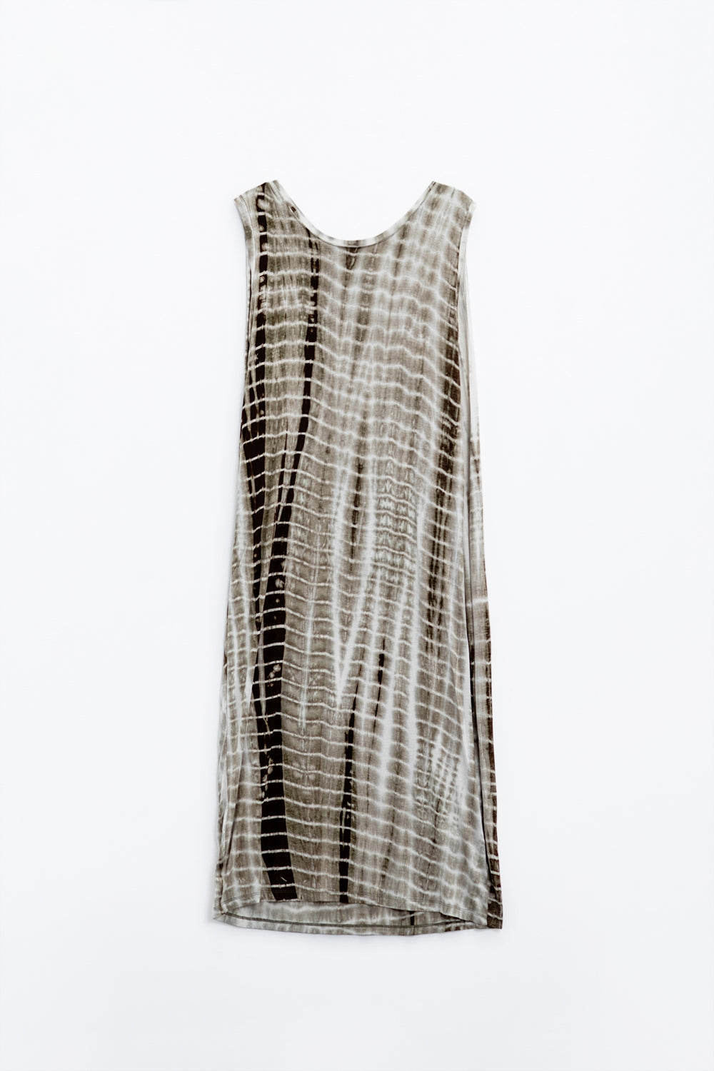 Vestido maxi descontraído tie dye em tons de khaki
