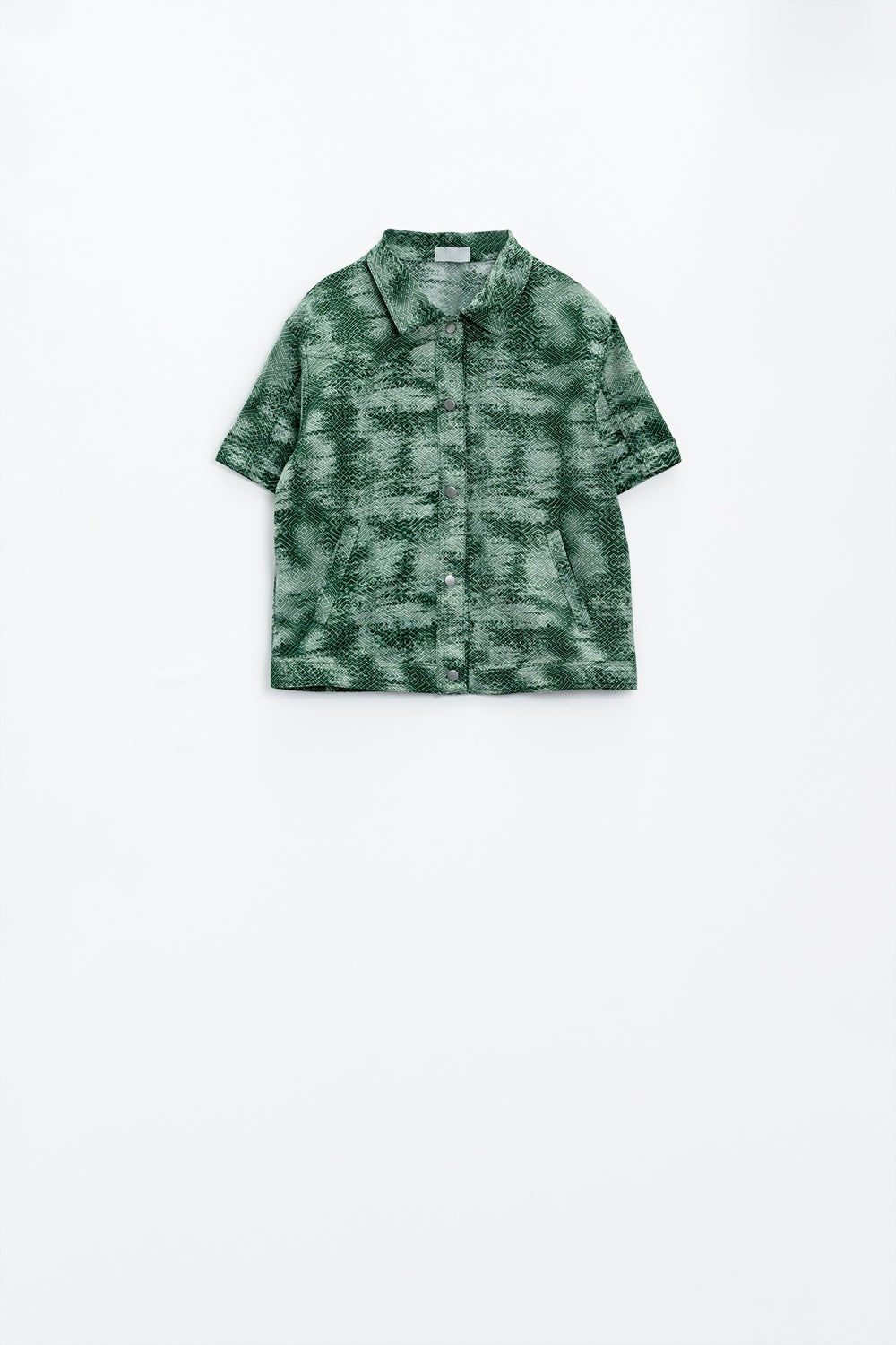 Camisa pólo com botões em verde Tie Dye