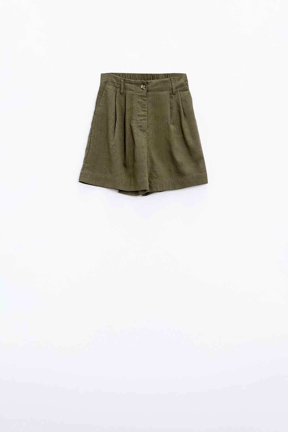 Calções Khaki com bolsos e cintura elástica