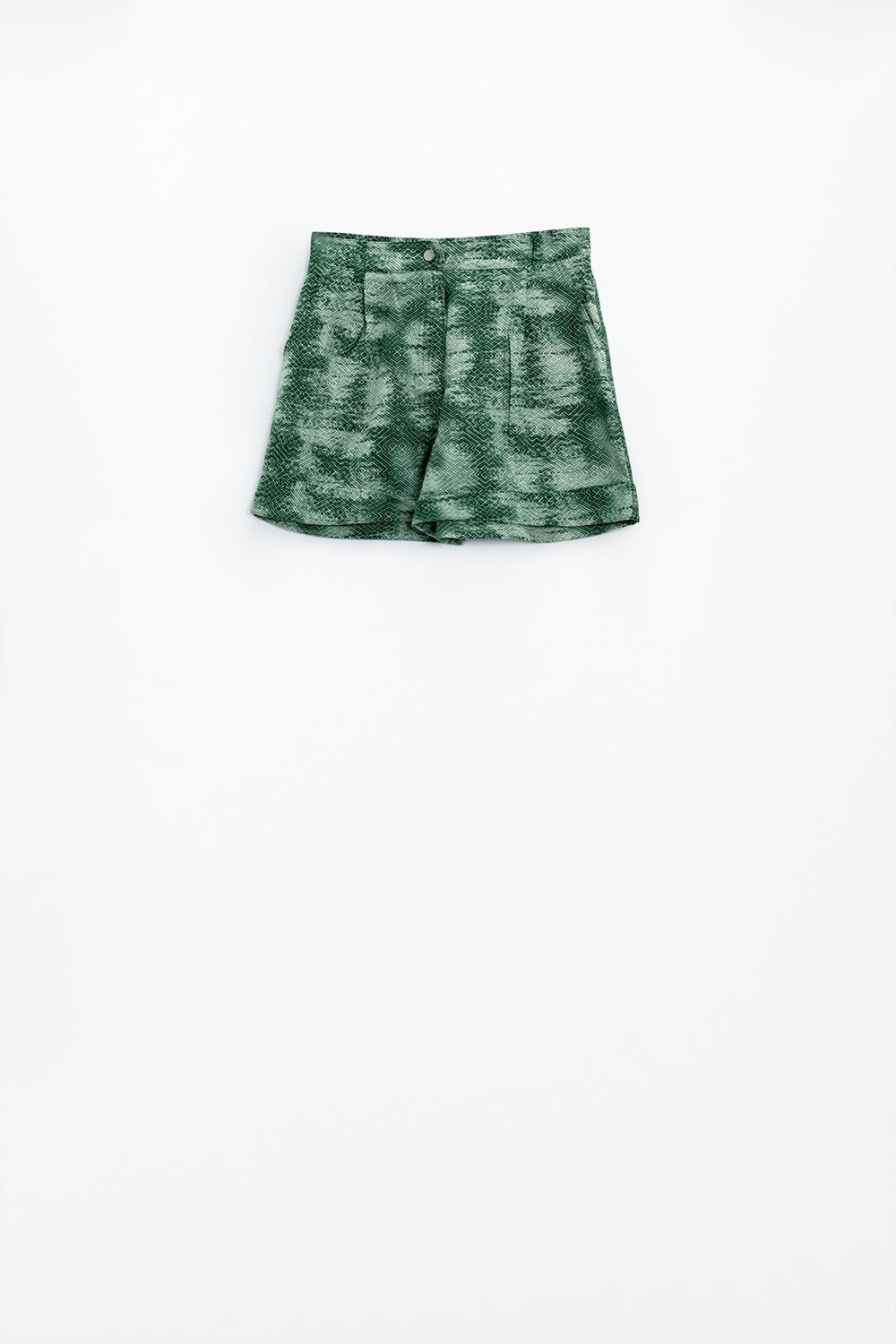 Calções em verde Tie Dye com bolsos à frente e atrás